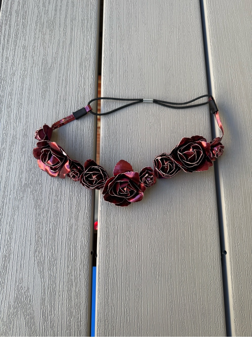 Urban Outfitters Burgundy Metallic Rose Flower Crown Headband Boho Festival